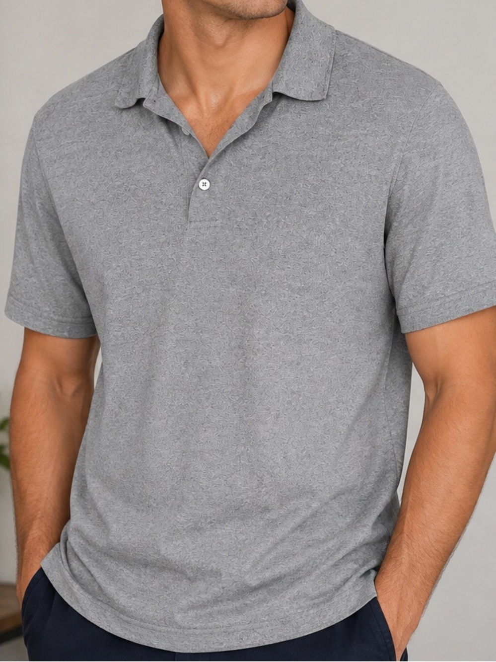 Men's Heather Gray Short-Sleeve Polo